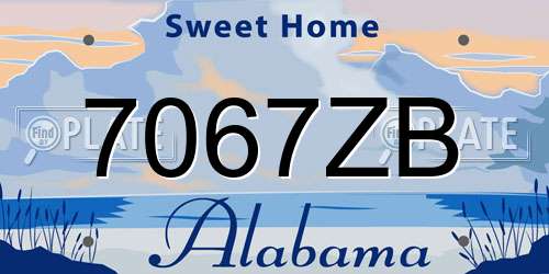 7067ZB Alabama License Plate