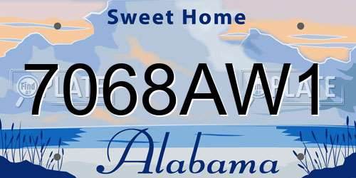 7068AW1 Alabama License Plate