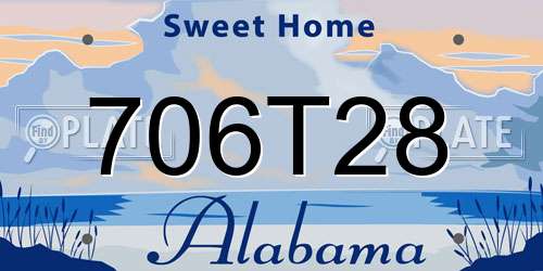 706T28 Alabama License Plate