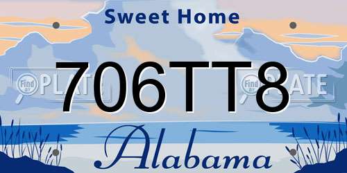 706TT8 Alabama License Plate