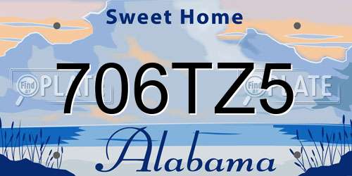 706TZ5 Alabama License Plate