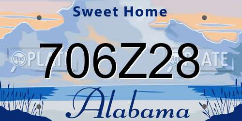706Z28 Alabama License Plate