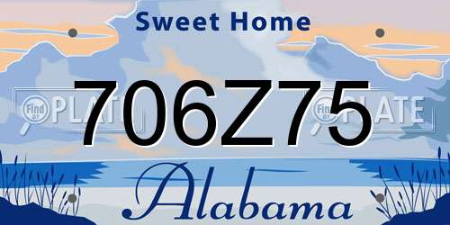 706Z75 Alabama License Plate