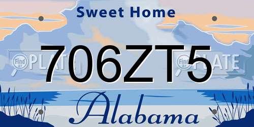 706ZT5 Alabama License Plate