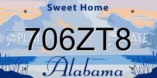 706ZT8 Alabama License Plate