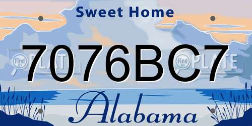 7076BC7 Alabama License Plate
