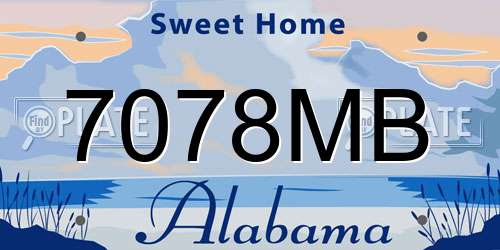 7078MB Alabama License Plate