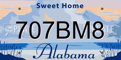 707BM8 Alabama License Plate
