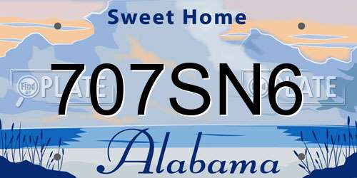 707SN6 Alabama License Plate