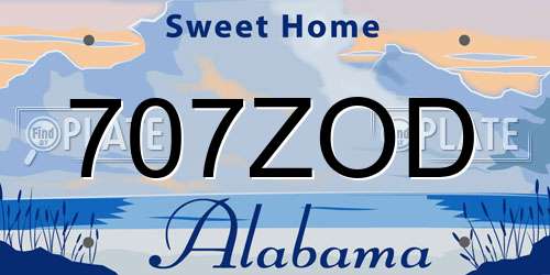 707ZOD Alabama License Plate