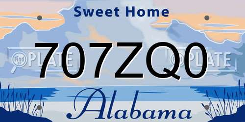 707ZQ0 Alabama License Plate