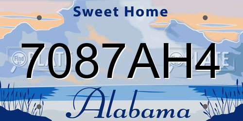 7087AH4 Alabama License Plate