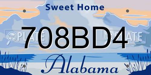 708BD4 Alabama License Plate