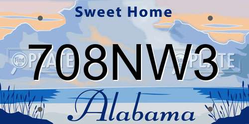 708NW3 Alabama License Plate