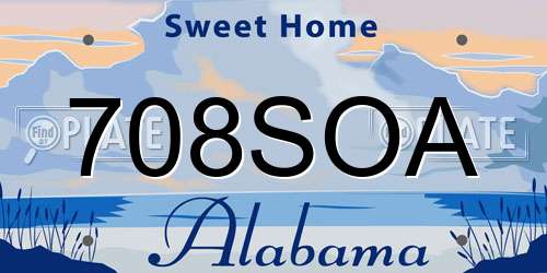708SOA Alabama License Plate