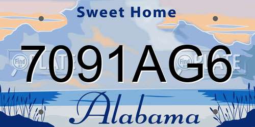 7091AG6 Alabama License Plate