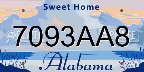 7093AA8 Alabama License Plate