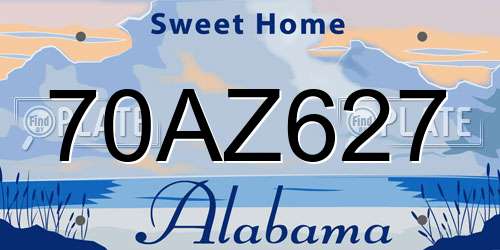70AZ627 Alabama License Plate