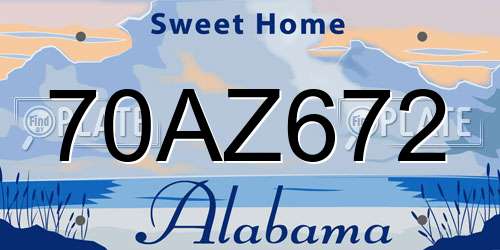 70AZ672 Alabama License Plate