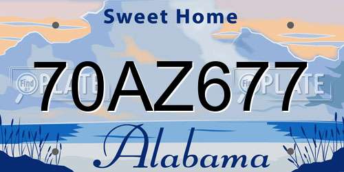 70AZ677 Alabama License Plate