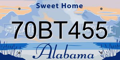 70BT455 Alabama License Plate