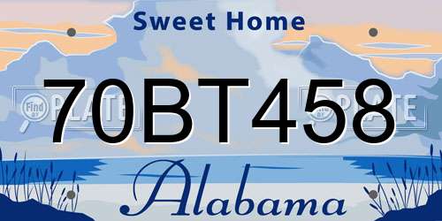 70BT458 Alabama License Plate