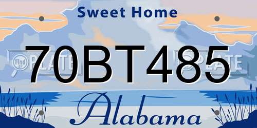 70BT485 Alabama License Plate
