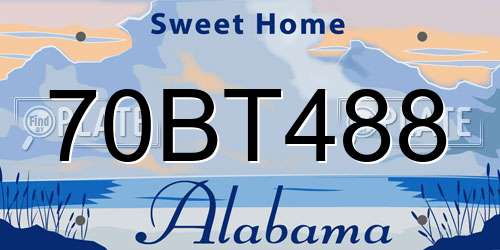 70BT488 Alabama License Plate