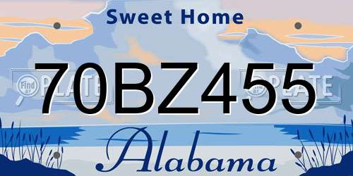 70BZ455 Alabama License Plate
