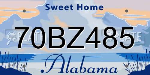 70BZ485 Alabama License Plate