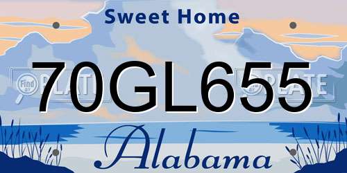 70GL655 Alabama License Plate