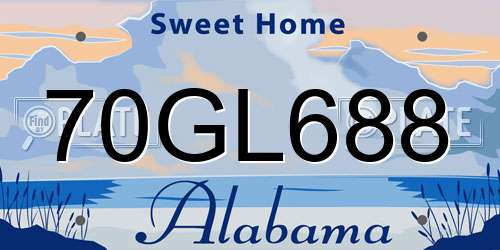 70GL688 Alabama License Plate