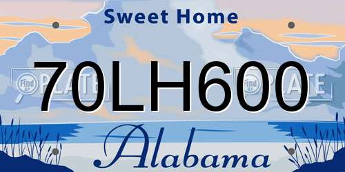 70LH600 Alabama License Plate