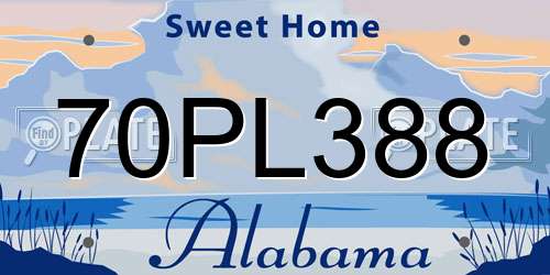 70PL388 Alabama License Plate