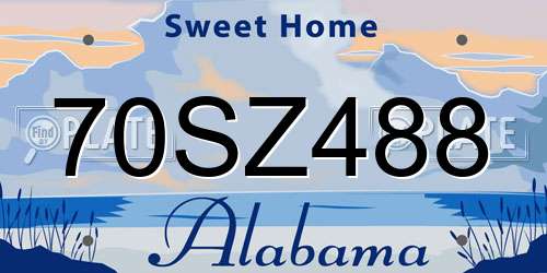 70SZ488 Alabama License Plate