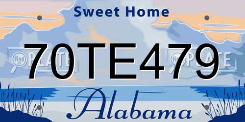 70TE479 Alabama License Plate