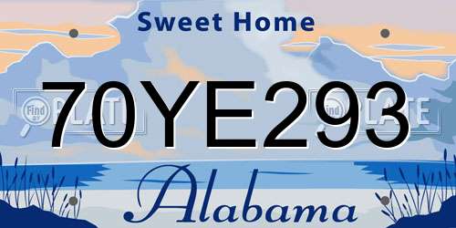 70YE293 Alabama License Plate