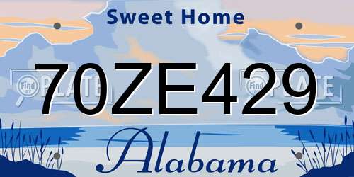 70ZE429 Alabama License Plate