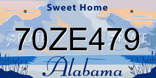 70ZE479 Alabama License Plate