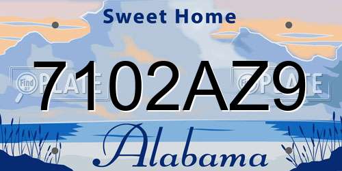 7102AZ9 Alabama License Plate