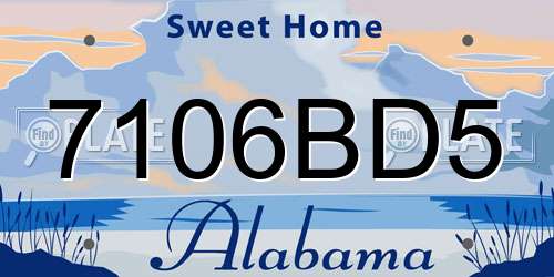 7106BD5 Alabama License Plate