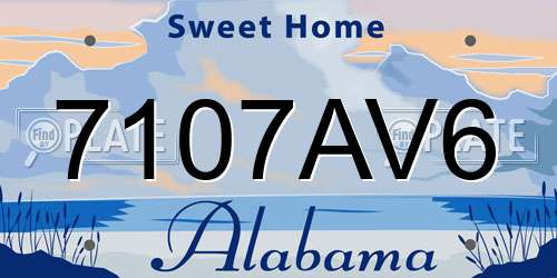 7107AV6 Alabama License Plate