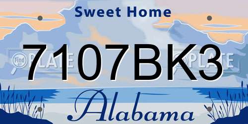 7107BK3 Alabama License Plate