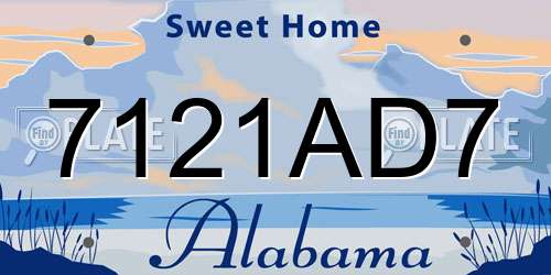 7121AD7 Alabama License Plate