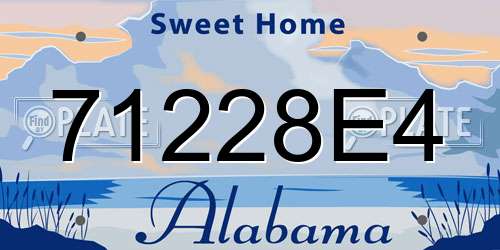 71228E4 Alabama License Plate