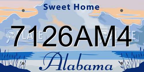 7126AM4 Alabama License Plate