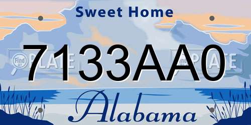 7133AA0 Alabama License Plate