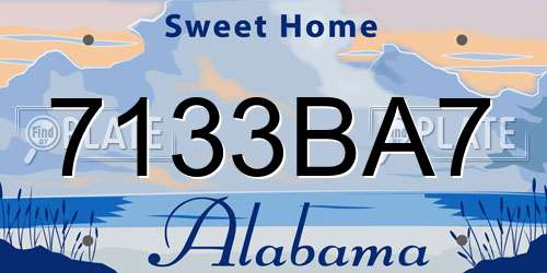 7133BA7 Alabama License Plate