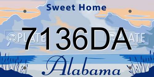 7136DA Alabama License Plate