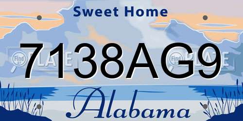 7138AG9 Alabama License Plate